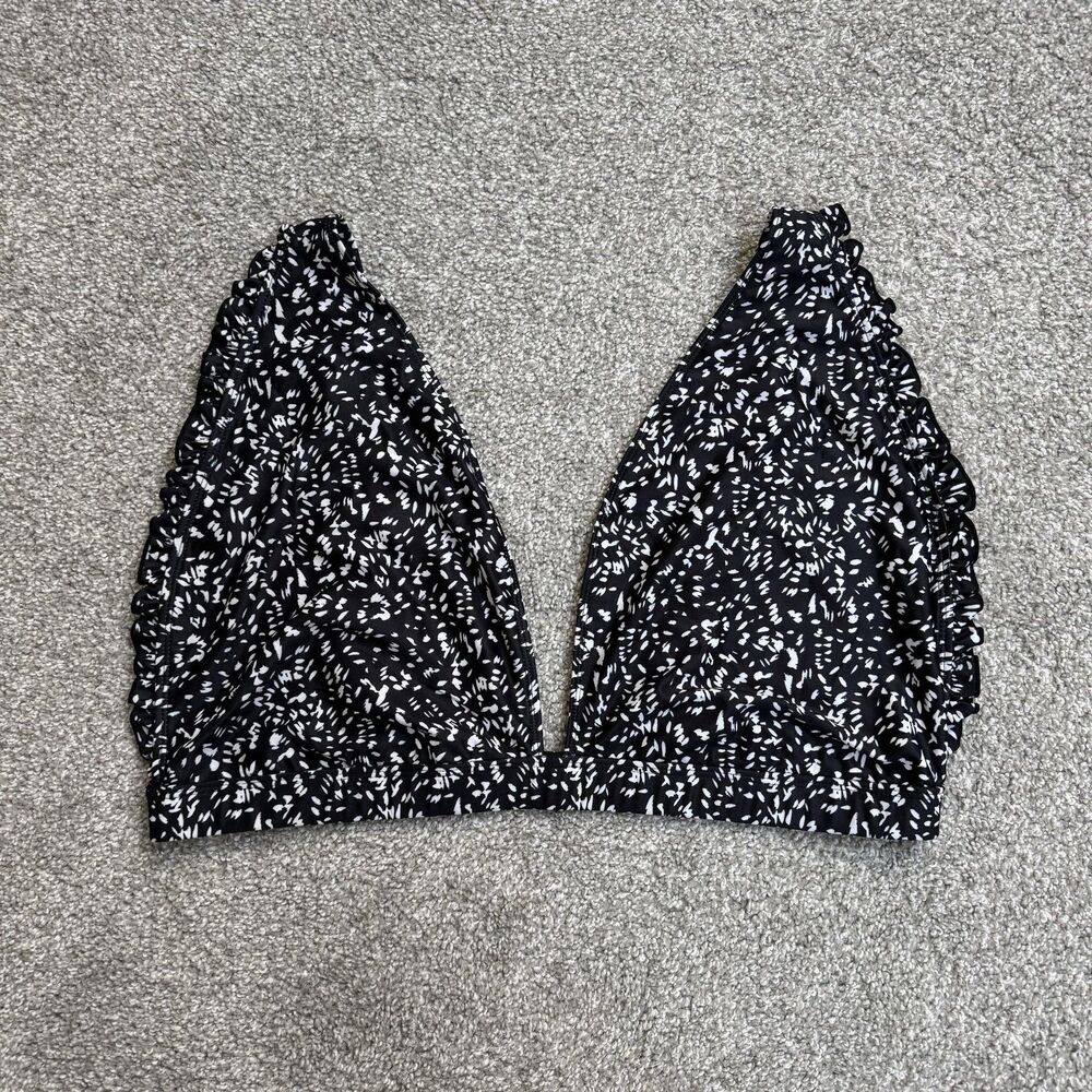 Missguided Plus Swim Top Womens 20 Black Spotted Ruffle Bralette Triangle Bikini